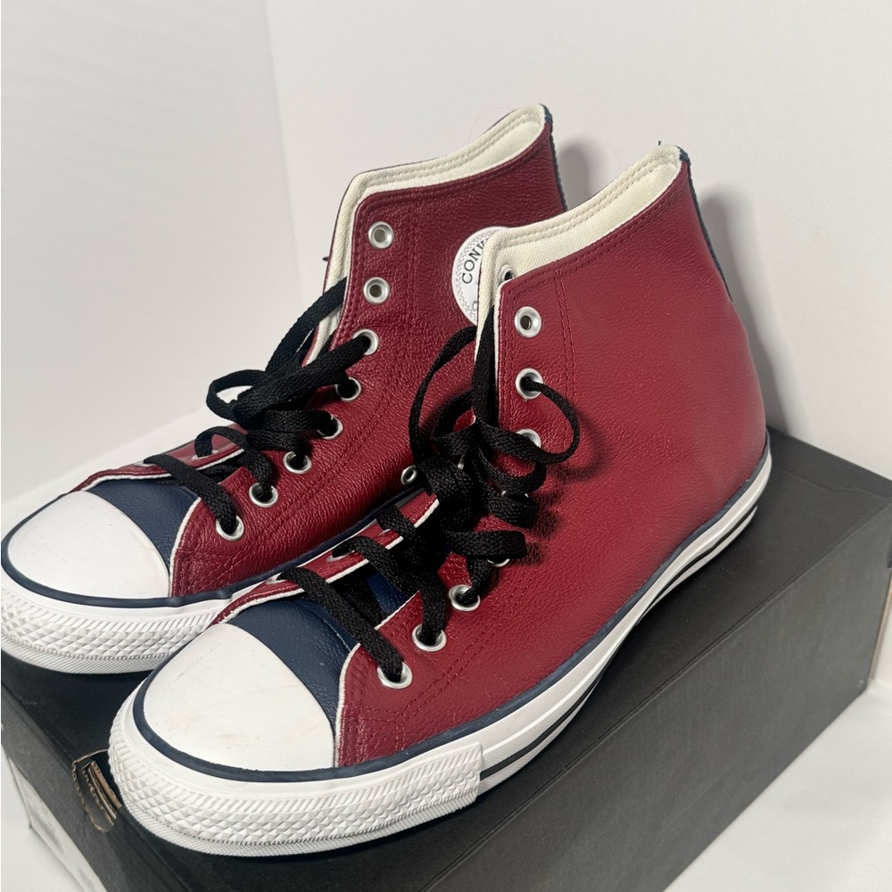 Leather Converse, burgundy and black size10USA - Picture 4 of 7